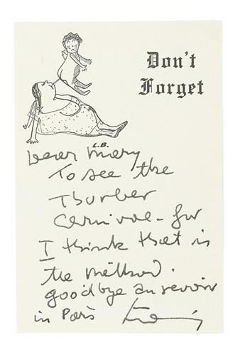 BEMELMANS, LUDWIG. Archive of items sent to theatrical producer Mary K. Frank concerning his play and novel, The Street Where the Heart